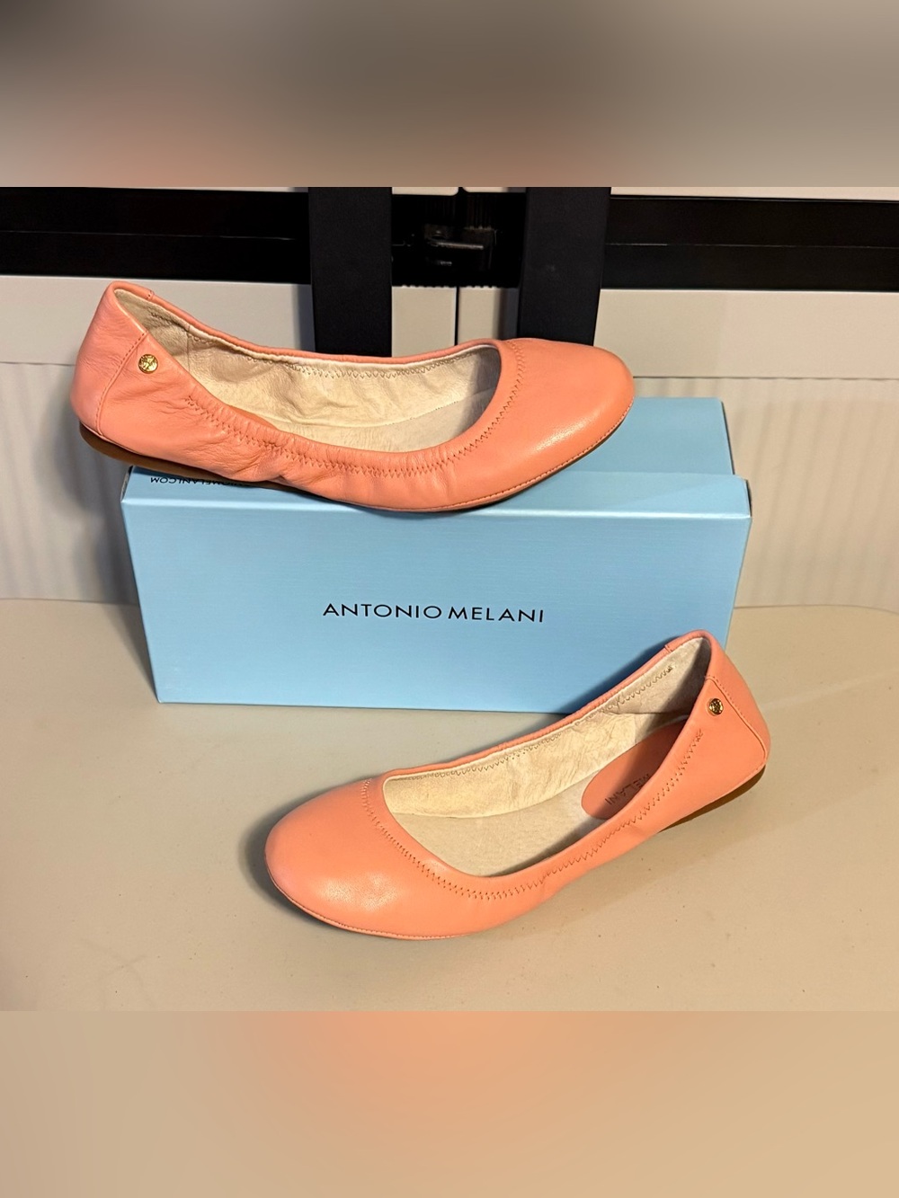 ANTONIO MELANI Prima Orient Blush Leather Slip-On Ballet Flats NWOT Size 8 Cute!
